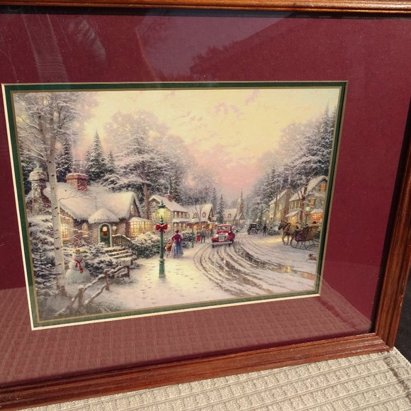 Vtg Thomas Kinkade Village Christmas Limited Edition Lithograph With COA Framed - Picture 2 of 5